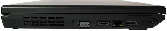 lewy bok: VGA, eSATA/USB, LAN, DisplayPort, ExpressCard/34, wejście i wyjście audio w jednym