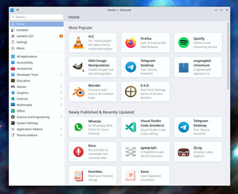 Discover otrzymuje sekcję dla zaktualizowanego oprogramowania (Źródło: Nate/KDE)