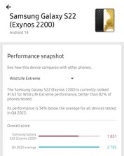 Exynos 2200, test WildLife Extreme.