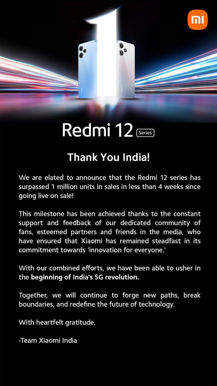 Xiaomi wysyła podziękowania za swoją serię Redmi 12. (Źródło: Xiaomi via X/Twitter)