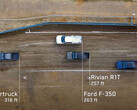 Test holowania Cybertruck vs Ford F-350 vs Rivian R1T (zdjęcie: Tesla)