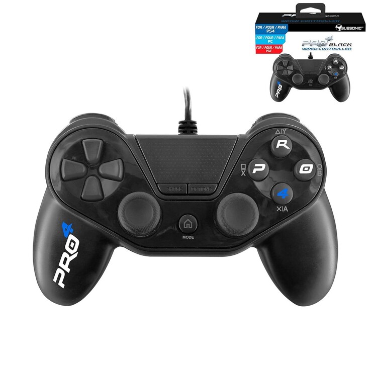 Przewodowy kontroler Pro4 firmy Subsonic dla PlayStation 4 kosztuje mniej niż 20 euro na Amazon. Dla porównania, oryginalny Dual Shock 4 kosztuje około 60 euro. (Źródło: Amazon )