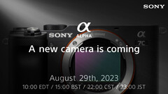 Teaser Sony zapowiadający premierę nowego aparatu 29 sierpnia zdaje się potwierdzać wcześniejsze pogłoski o aktualizacji pełnoklatkowego aparatu kompaktowego A7C. (Źródło obrazu: Sony - edytowane)