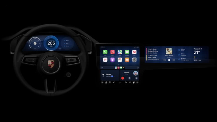 Wbudowany system operacyjny nowej generacji Apple CarPlay w Porsche z 2024 r. (Zdjęcie: Apple/Porsche)