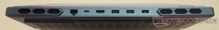 Tył: RJ-45 LAN, USB 3.2 Gen2 Type-C (w tym DisplayPort 1.4 &amp; 140 W Power Delivery), HDMI 2.1, 2x USB 3.2 Gen1 Type-A, DC-in