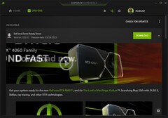 Nvidia GeForce Game Ready Driver 532.03 powiadomienie w GeForce Experience (Źródło: Własne)