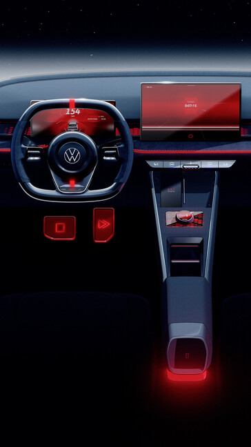 Volkswagen wyobraża sobie futurystyczne wnętrze ID. GTI, mimo że wcześniej wskazywał na powrót do dotykowych przycisków. (Źródło zdjęcia: Volkswagen)