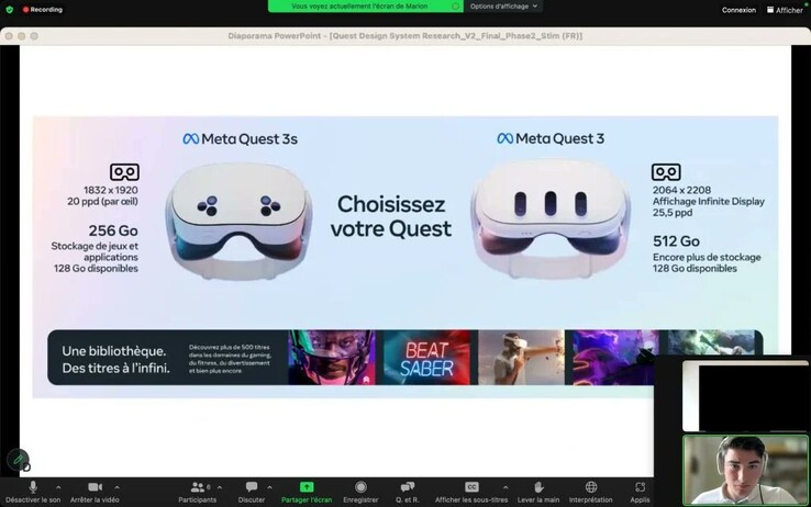 Rzekomy zrzut ekranu przedstawiający Meta Quest 3S. (Zdjęcie od u/LuffySanKira via @Lunayian on X)