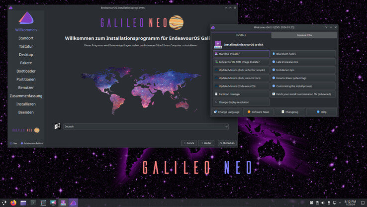 Rzut oka na pulpit KDE Plasma systemu EndeavourOS Galileo Neo (Zdjęcie: EndeavourOS).