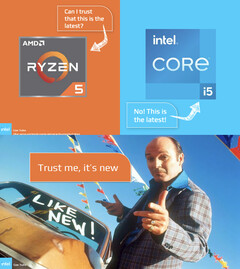 W swojej nowej kampanii reklamowej Intel porównał AMD do sprzedawców używanych samochodów i wężowego oleju. (Źródło obrazu: Intel)