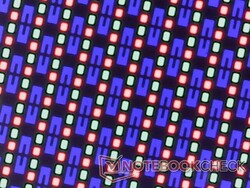 Ostry układ subpikseli OLED z błyszczącej nakładki