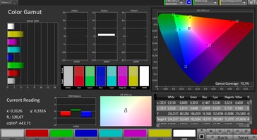 Przestrzeń kolorów (docelowa przestrzeń kolorów: P3; profil: Standard)
