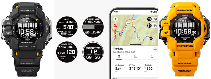 Łączność Bluetooth zapewnia analizę danych zdrowotnych i mapowanie trasy GPS. (Źródło: Casio)