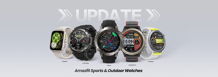 Nowa aktualizacja Amazfit jest dostępna dla różnych smartwatchy Cheetah, Falcon i T-Rex Ultra. (Źródło obrazu: Amazfit)