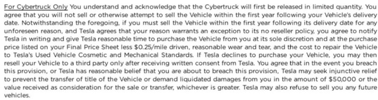 Klauzula zakazu odsprzedaży Cybertruck została najwyraźniej reaktywowana dla wczesnych zamówień