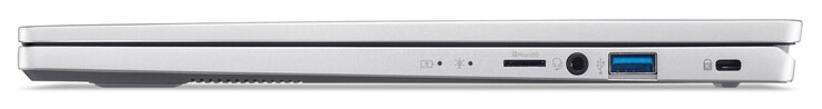 Prawa strona: Czytnik kart microSD, combo audio, USB 3.2 Gen 1 (USB-A), gniazdo na blokadę Kensington