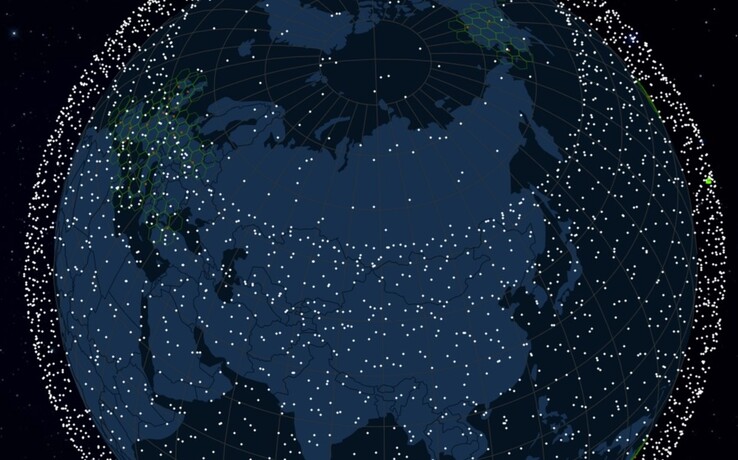 Pozycje satelitów Starlink. (Źródło obrazu: satellitemap.space)