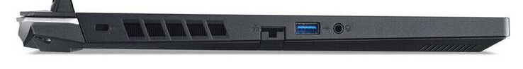 Po lewej: port do blokady kabli, Gigabit Ethernet, USB 3.2 Gen 1 (USB-A), łączone gniazdo audio