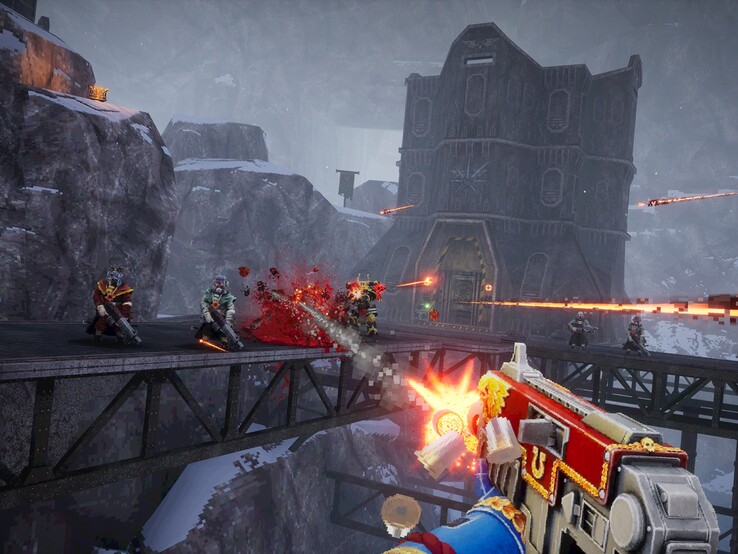 Pikselowa grafika w Warhammer 40.000 Boltgun oddaje hołd strzelankom z lat 90-tych - takim jak "DOOM", "Wolfenstein 3D" czy "Quake". (Źródło: Steam)
