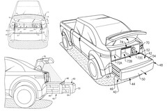 Ford F-150 Lightning może wkrótce otrzymać akcesorium do bagażnika, które znacznie zwiększy jego użyteczność w porównaniu z dwumiejscowym bagażnikiem Cybertrucka. (Źródło zdjęcia: Publikacja zgłoszenia patentowego USA)