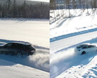 Audi RS4 Avant Quattro podejmuje walkę AWD z dwusilnikowym Modelem 3 Performance Tesli na zimowym torze testowym. (Źródło zdjęcia: Tyre Reviews na YouTube)