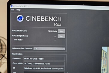Wynik Core Ultra 7 155H Cinebench R23. (Źródło: @9550pro na X)