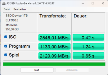 Test porównawczy kopiowania AS SSD