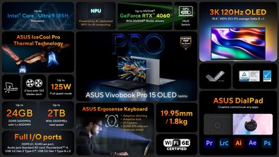 Asus VivoBook Pro 15 OLED - Właściwości. (Źródło: Asus)