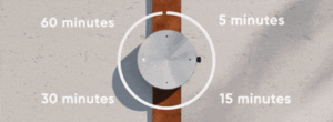 Ustawienia timera wibracji zegarka STUND - 5, 15, 30 lub 60 minut (źródło obrazu: INDEMAND na Indiegogo)
