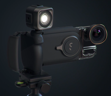 Shiftcam ProGrip ze wszystkimi opcjonalnymi akcesoriami. (Źródło: Shiftcam)