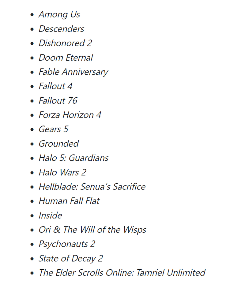 Pełny zestaw startowy tytułów dostępnych w ramach Game Pass Core. (Źródło: Microsoft)