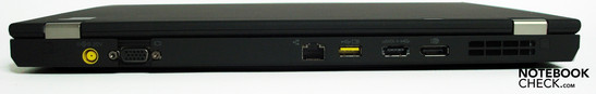 tył: gniazdo zasilania, VGA, LAN, USB,  USB/e-SATA, DisplayPort