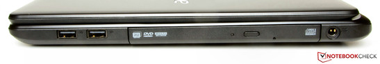 prawy bok: 2 USB 2.0, napęd optyczny (DVD), gniazdo zasilania