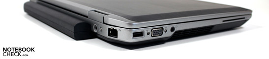 lewa strona: gniazdo zasilania, LAN (z tyłu), USB 2.0, VGA, audio, Smartcard (na lewej ściance bocznej)