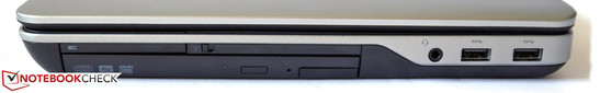prawy bok: gniazdo ExpressCard/54, napęd optyczny, przełącznik łączności bezprzewodowej, gniazdo audio, 2 USB 3.0