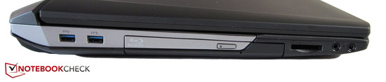 lewy bok: 2 USB 3.0, napęd optyczny (Blu-ray), czytnik kart pamięci 2 gniazda audio