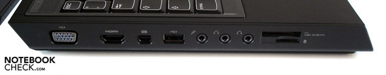 lewy bok: VGA, HDMI, mini DisplayPort, USB 2.0, 3x audio, czytnik kart pamięci, gniazdo na kartę SIM