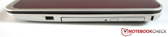 prawy bok: USB 2.0, napęd optyczny, gniazdo blokady Kensingtona