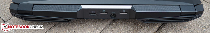 tył: HDMI, DisplayPort, gniazdo zasilania, DisplayPort