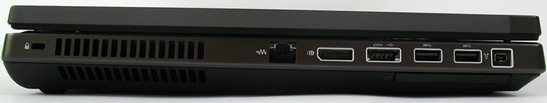 lewy bok: blokada Kensingtona, LAN, DisplayPort, eSATA/USB 2.0, 2x USB 3.0, FireWire, ExpressCard/54 lewy bok: blokada Kensingtona, LAN, DisplayPort, eSATA/USB 2.0, 2x USB 3.0, FireWire, ExpressCard/54