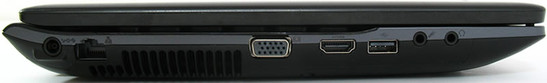 lewy bok: gniazdo zasilania, LAN, wylot powietrza z układu chłodzenia, VGA, HDMI, USB 2.0, 2 gniazda audio lewy bok: gniazdo zasilania, LAN, wylot powietrza z układu chłodzenia, VGA, HDMI, USB 2.0, 2 gniazda audio