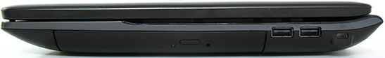 prawy bok: napęd optyczny, 2 USB 2.0, gniazdo blokady Kensingtona prawy bok: napęd optyczny, 2 USB 2.0, gniazdo blokady Kensingtona