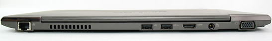 tył: LAN, wylot powietrza z układu chłodzenia, 2 USB 2.0, HDMI, gniazdo zasilania, VGA