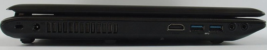 lewy bok: blokada Kensingtona, gniazdo zasilania, szczeliny układu chłodzenia, HDMI, 2x USB 3.0, 2x audio lewy bok: blokada Kensingtona, gniazdo zasilania, szczeliny układu chłodzenia, HDMI, 2x USB 3.0, 2x audio