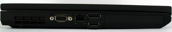 lewy bok: VGA, LAN, DisplayPort, USB 2.0