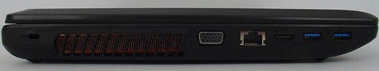 lewy bok: gniazdo blokady Kensingtona, VGA, LAN, HDMI, 2x USB 3.0