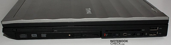 prawy bok: PCCard, napęd optyczny, czytnik kart inteligentnych, wyłącznik WiFi, FireWire, wyjście słuchawkowe, wejście mikrofonowe, 2x USB prawy bok: PCCard, napęd optyczny, czytnik kart inteligentnych, wyłącznik WiFi, FireWire, wyjście słuchawkowe, wejście mikrofonowe, 2x USB