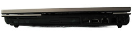 prawy bok - czytnik kart elektronicznych, napęd optyczny, 2x USB 3.0, LAN, modem, gniazdo blokady Kensingtona