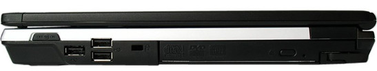 prawy bok: 3x USB 2.0, blokada Kensingtona napęd optyczny