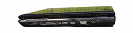 prawy bok: ExpressCard, czytnik kart, USB, eSATA/USB, HDMI, LAN, VGA, gniazdo zasilania, zaślepka brakującego gniazda antenowego